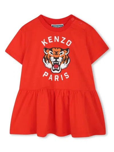 Kenzo Babies' Tiger-print Dress In Red