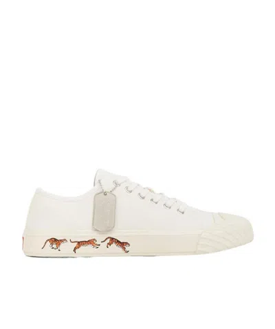 Kenzo Tiger-print Low-top Sneakers In Neutral