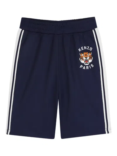 Kenzo Kids' Tiger-print Shorts In Blue