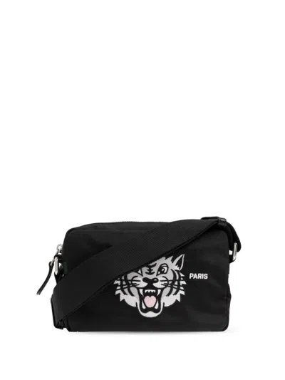 Kenzo Tiger-print Shoulder Bag In Black