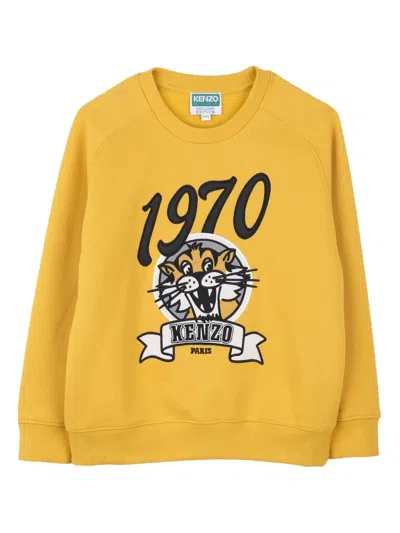 Kenzo Kids' Tiger-print Sweatshirt In Yellow