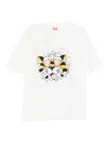 Kenzo Tiger Motif Crew Neck Short Sleeve T-shirt In White