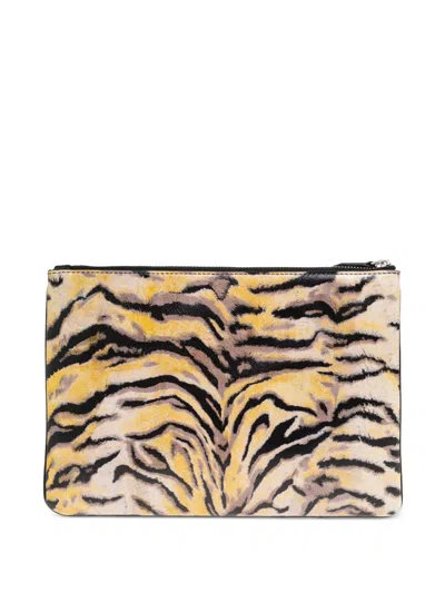 Kenzo Tiger Stripe Zip Clutch Bag In Multi