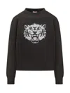 Kenzo Happy Tiger Embroidered Sweatshirt In Black