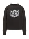 Kenzo Happy Tiger Embroidered Sweatshirt In Black