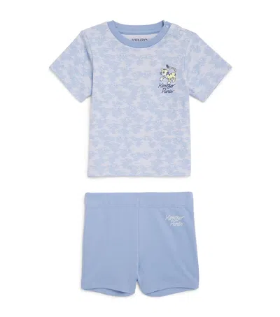 Kenzo Kids' Tiger T-shirt And Shorts Gift Set In Blue