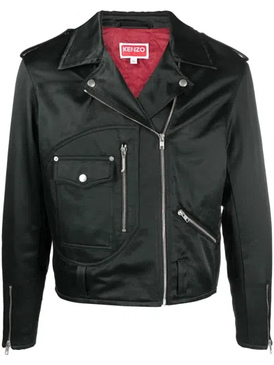 Kenzo Tiger Varsity Biker Jacket In Black