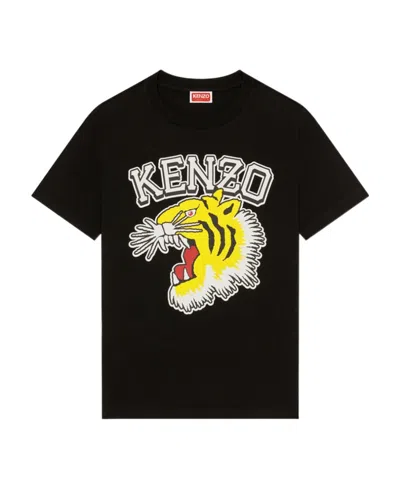 Kenzo Tiger Varsity Cotton T-shirt In Black