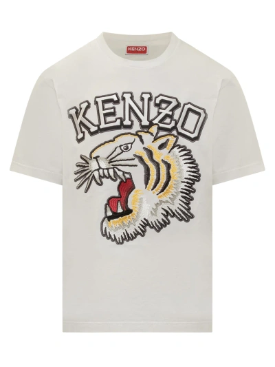 Kenzo Tiger Varsity T-shirt In Off White