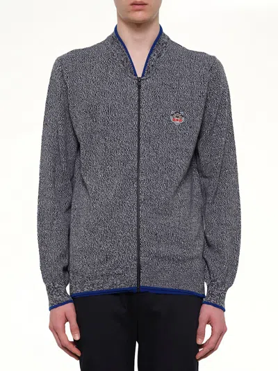 Kenzo Tiger Zip-up Cardigan In Gray