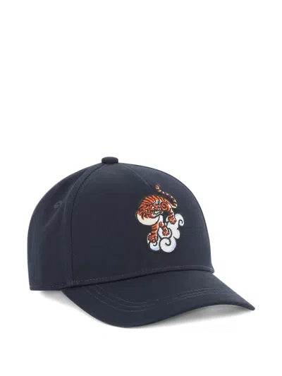 Kenzo Kids' Tiger-embroidered Baseball Cap In Blue