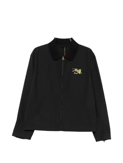 Kenzo Tiger-embroidered Zip-up Jacket In Black