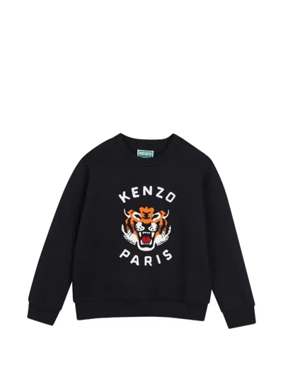 Kenzo Kids' Tiger-motif Crew-neck Sweater In Black
