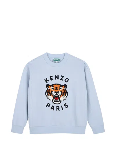 Kenzo Kids' Tiger-motif Crew-neck Sweater In Blue