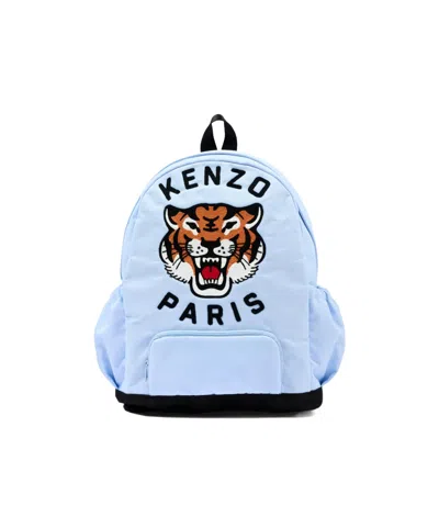 Kenzo Kids' Tiger-motif Embroidered Backpack In Blue