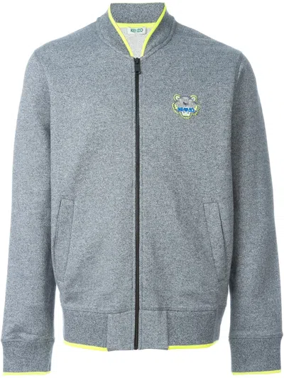 Kenzo Tiger-motif Zip-up Cardigan In Gray