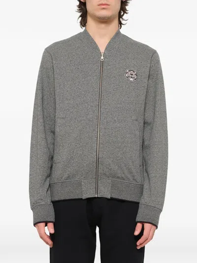 Kenzo Tiger-patch Bomber Jacket In Gray