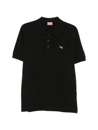 Kenzo Solid Short-sleeve Polo Shirt In Black