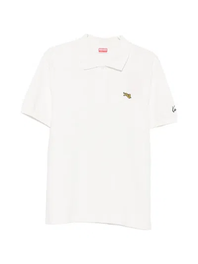 Kenzo Tiger-patch Polo Shirt In White