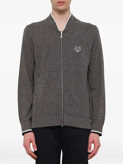 Kenzo Tiger-patch Zip-up Cardigan In Gray