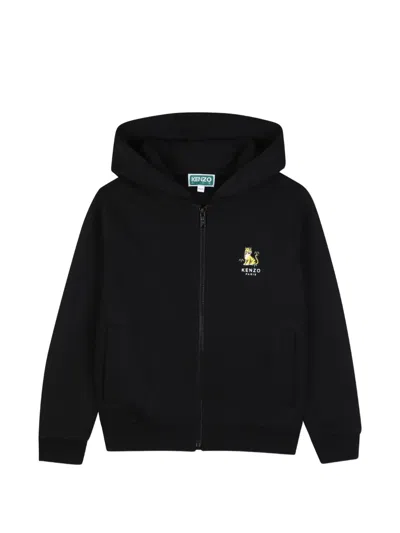 Kenzo Kids' Tiger-patch Zip-up Hoodie In Multi