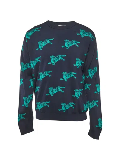 Pre-owned Kenzo Tiger-pattern Sweater In Blue
