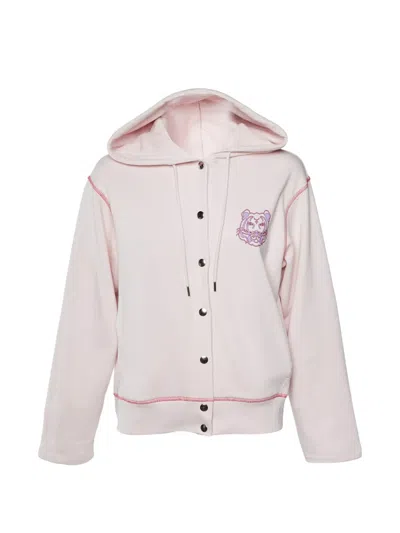 Pre-owned Kenzo Tiger-print Button-front Hoodie In Pink