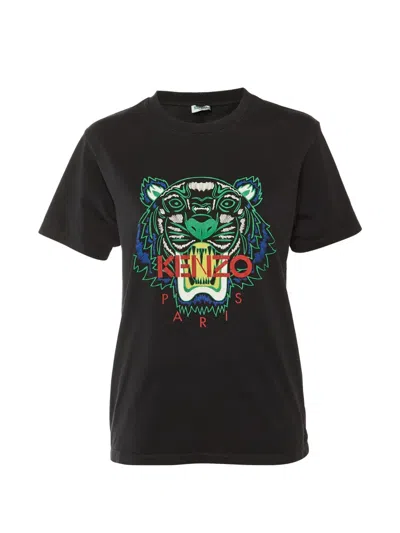 Kenzo Tiger-print Cotton Crew-neck T-shirt In Black