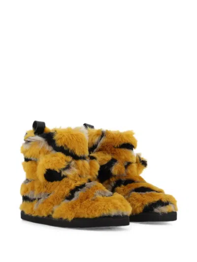 Kenzo Kids' Tiger-print Faux-fur Boots In Green