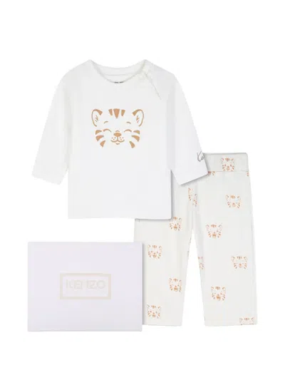 Kenzo Babies' Tiger-print Long-sleeve Pajamas In Blue