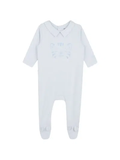 Kenzo Babies' Tiger-print Peter Pan Collar Pajamas In Blue