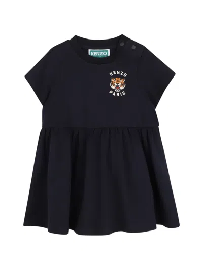 Kenzo Babies' Tiger-print Ruffled Dress In Black