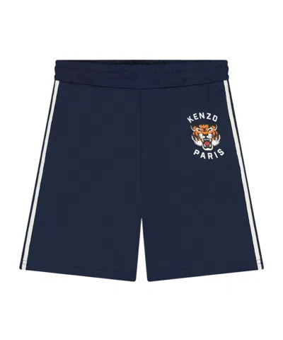Kenzo Kids' Tiger-print Shorts In Blue