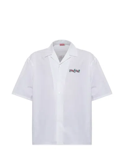 Kenzo Short-sleeved Shirt With Tiger Print In White