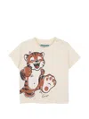 Kenzo Tiger-print Shoulder-button T-shirt In Neutral