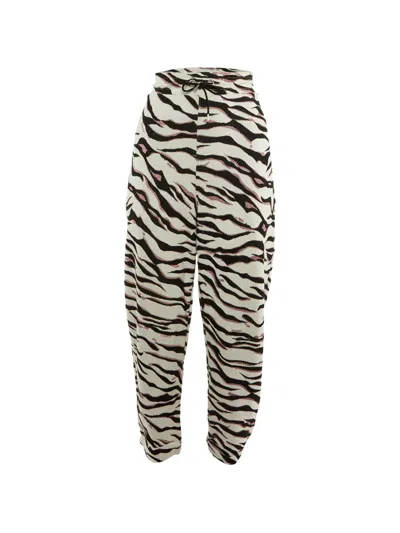 Pre-owned Kenzo Tiger-print Tapered Trousers In Neutral