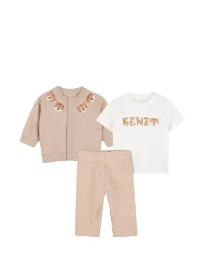 Kenzo Babies' Tiger-print Three-piece Set In Multi