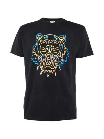 Pre-owned Kenzo Tiger-print T-shirt In Black