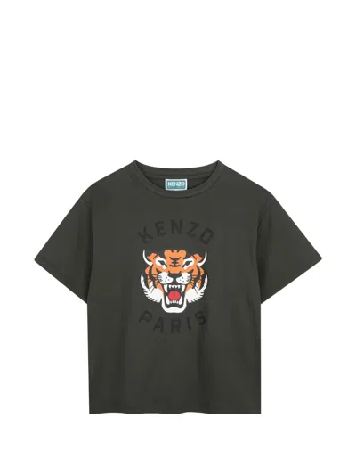 Kenzo Kids' Tiger-print T-shirt In Green