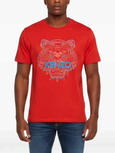 Pre-owned Kenzo Tiger-print T-shirt In Red
