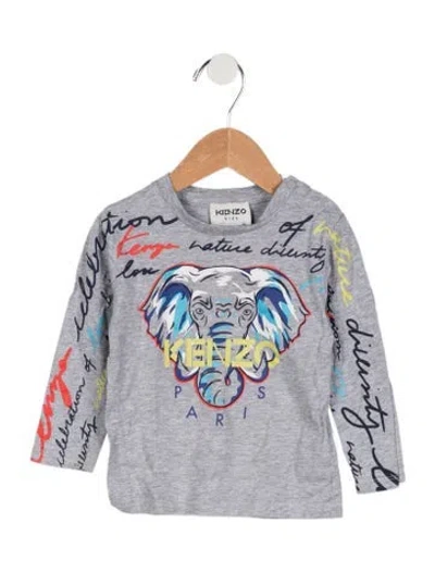 Pre-owned Kenzo Babies' Toddler Boys' Pattern Print Long Sleeve Shirt In Gray