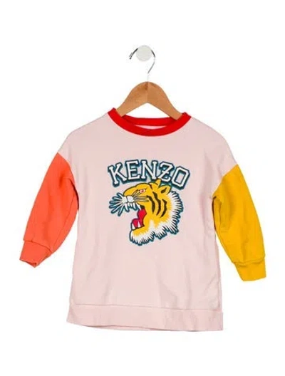 Pre-owned Kenzo Babies' Toddler Girls' Colorblock Crewneck Sweater In Pink