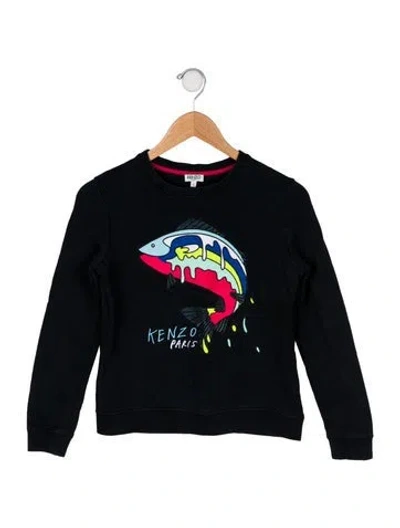 Pre-owned Kenzo Babies' Toddler Girls' Embroidery Pattern Sweatshirt In Blue
