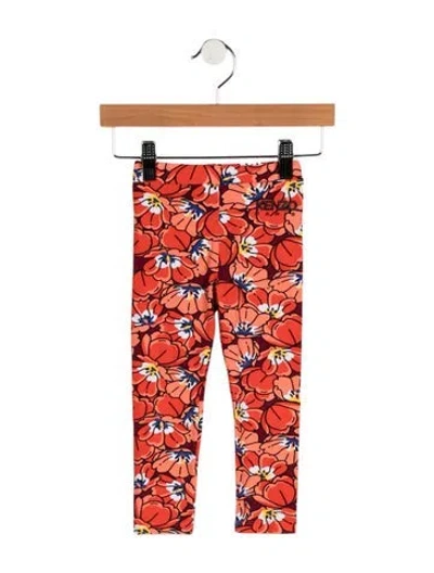 Pre-owned Kenzo Babies' Toddler Girls' Floral Pattern Leggings In Orange