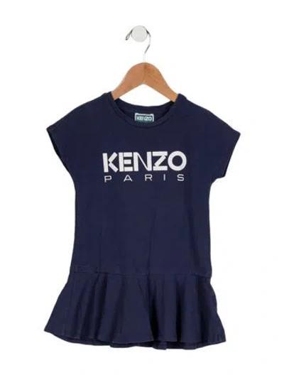 Pre-owned Kenzo Babies' Toddler Girls' Graphic Print Dress In Blue
