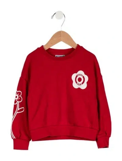 Pre-owned Kenzo Babies' Toddler Girls' Logo Print Crew Neck Sweater In Red