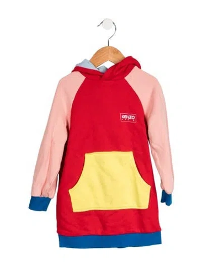 Pre-owned Kenzo Babies' Toddler Girls' Multicolor Pattern Hoodie In Red