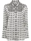 Kenzo Weave-print Satin Shirt In Grey