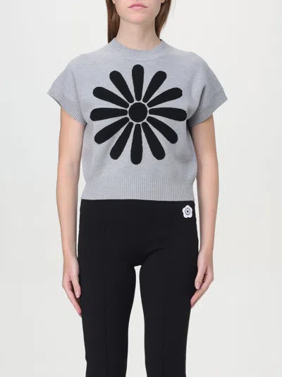 Kenzo Marguerite-patch Knitted Top In Grey