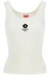 Kenzo Ribbed Knit Tank Top With Spaghetti Straps In White